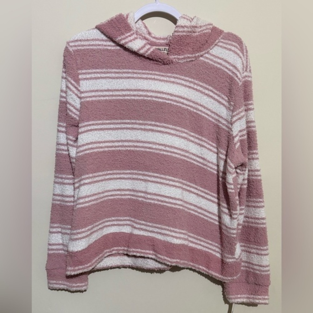 Wallflower Striped Pullover hoodie- Dusty Rose & White - Picture 1 of 5